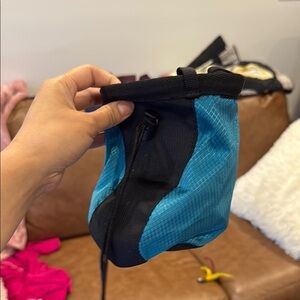 Blue and Black Drawstring Pouch climbing